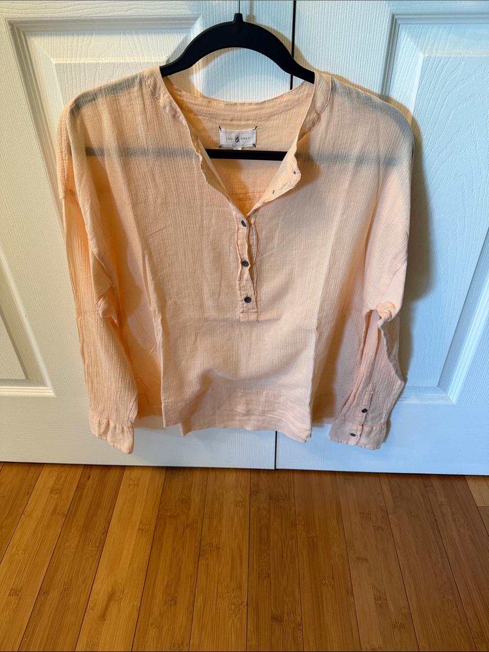 Lou & Grey Light Peach Button Henley Tunic